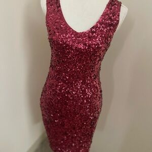 Glamorous Burgundy Sequin Mini Dress